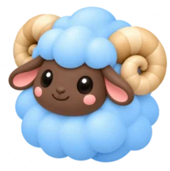 A blue ram with curled horns